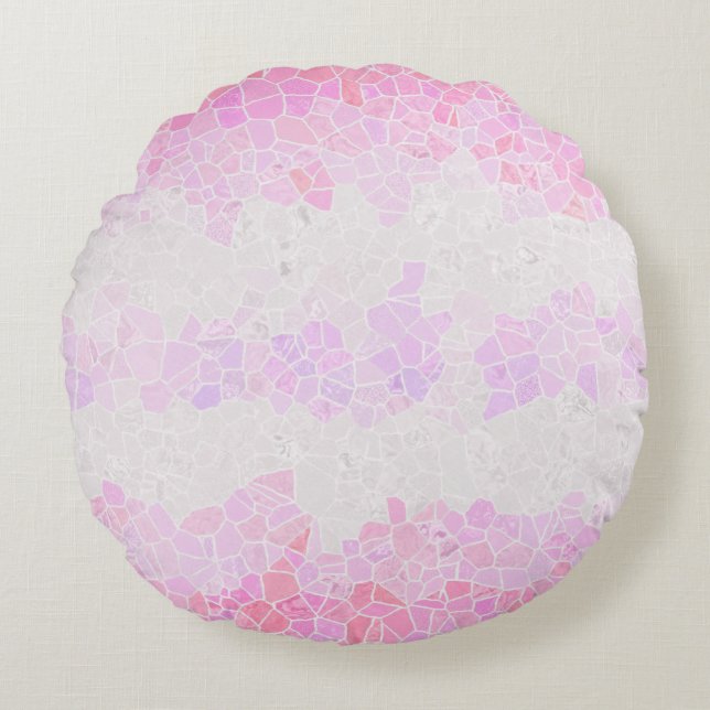 Funky Boho Abstract Mosaic Pomosexual Pride Flag Round Pillow (Front)