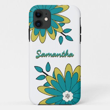 Funky Boho Chic Bright Floral With Personalization Iphone 11 Case by RetroZone at Zazzle