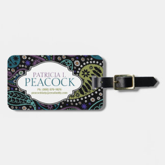 Funky Boho Hippie Peacock Paisley Personalized Luggage Tag