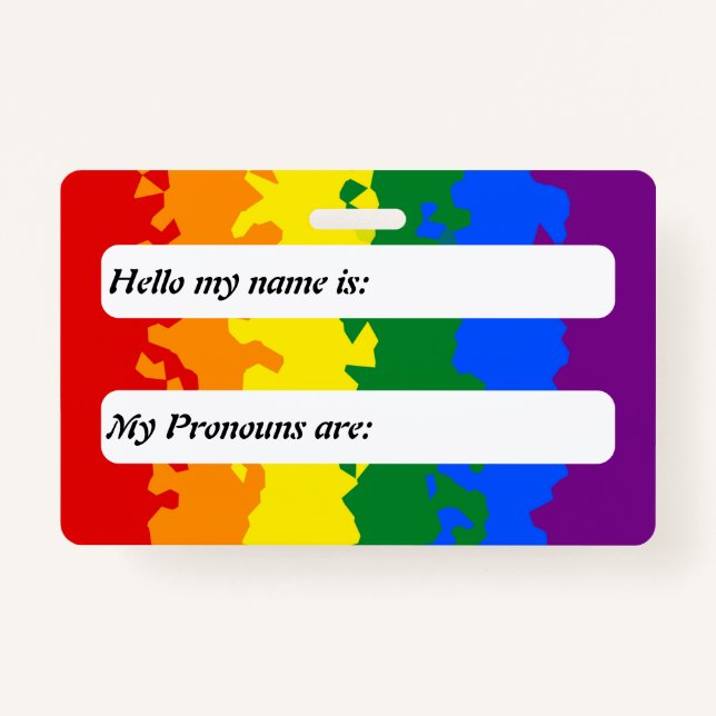 Funky Boho Rainbow Customizable Gay Pride Flag Badge (Front)