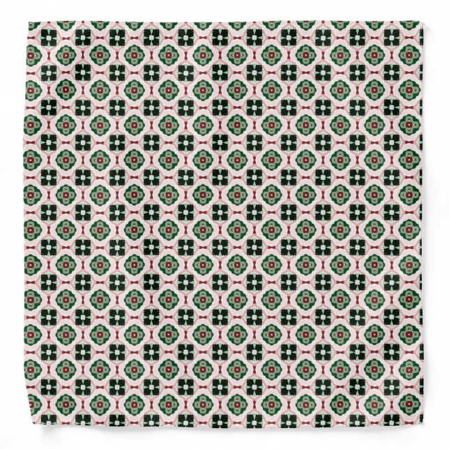 Funky Boho Retro Cute Abstract Christmas Pattern Bandana (Front)