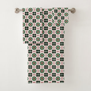 Funky Boho Retro Cute Abstract Christmas Pattern Bath Towel Set