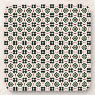 Funky Boho Retro Cute Abstract Christmas Pattern Beverage Coaster