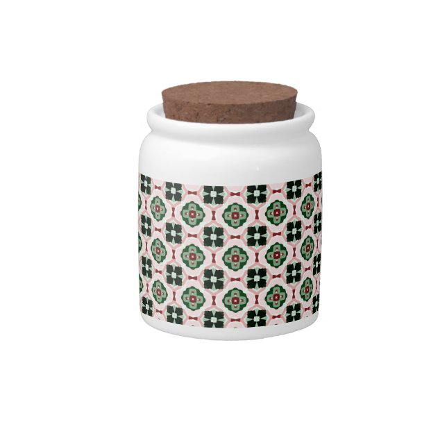 Funky Boho Retro Cute Abstract Christmas Pattern Candy Jar (Front)