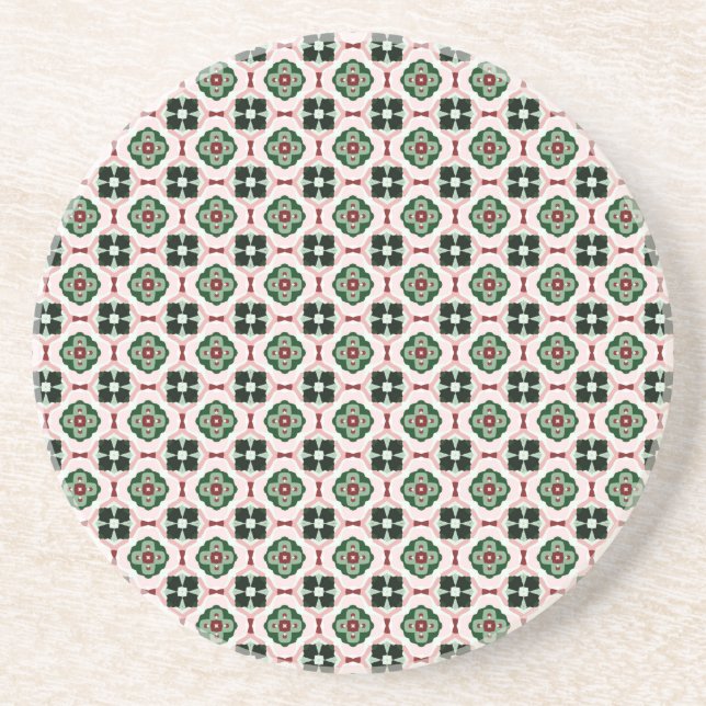 Funky Boho Retro Cute Abstract Christmas Pattern Coaster (Front)