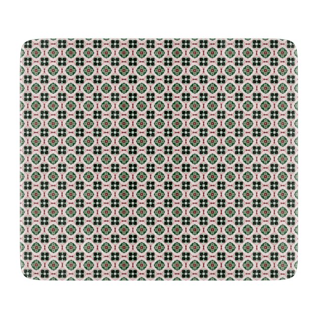 Funky Boho Retro Cute Abstract Christmas Pattern Cutting Board (Front)
