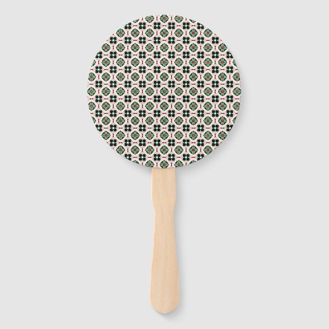 Funky Boho Retro Cute Abstract Christmas Pattern Hand Fan (Front)