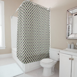 Funky Boho Retro Cute Abstract Christmas Pattern Shower Curtain