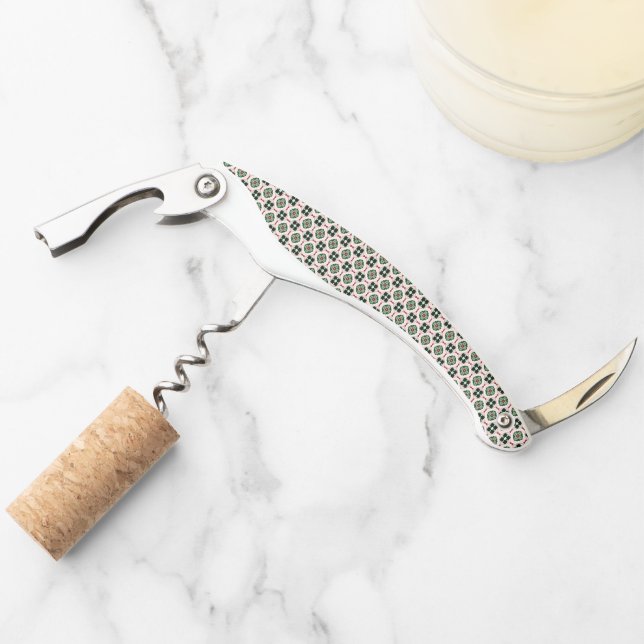 Funky Boho Retro Cute Abstract Christmas Pattern Waiter's Corkscrew (Front)
