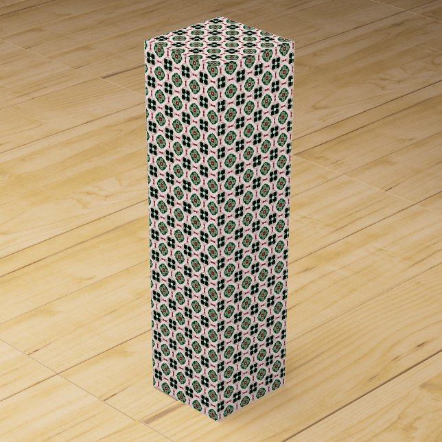 Funky Boho Retro Cute Abstract Christmas Pattern Wine Box (Front)