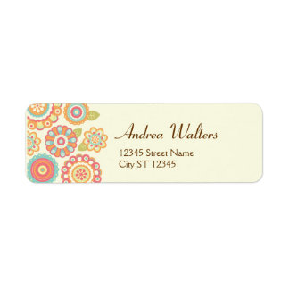 Funky Boho Retro Flowers Wedding Label