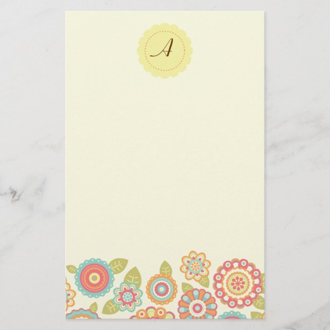 Funky Boho Retro Flowers Wedding Stationery (Front)
