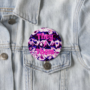 Funky Boho Retro Marbled Stripes Genderfluid Pride Button