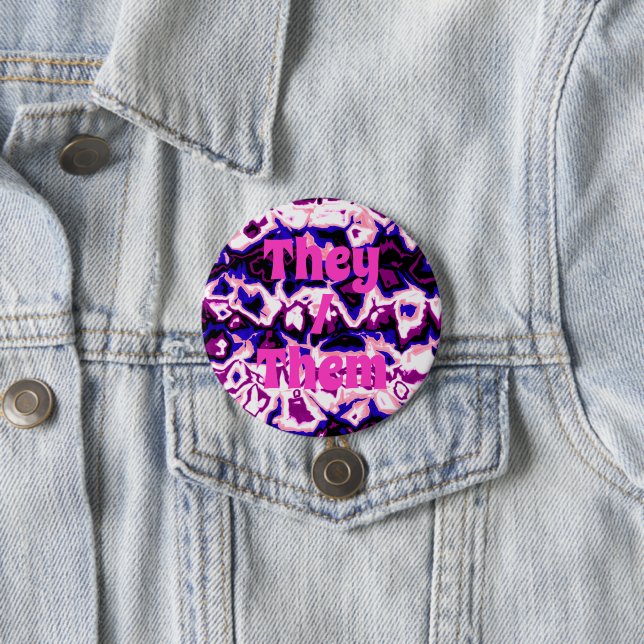 Funky Boho Retro Marbled Stripes Genderfluid Pride Button (In Situ)