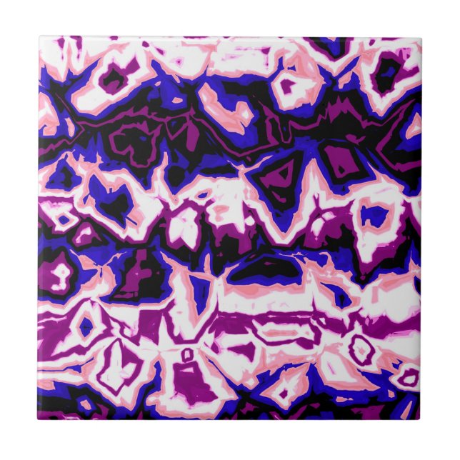 Funky Boho Retro Marbled Stripes Genderfluid Pride Ceramic Tile (Front)