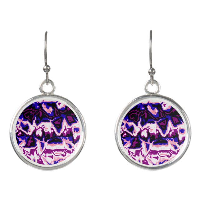 Funky Boho Retro Marbled Stripes Genderfluid Pride Earrings (Front)