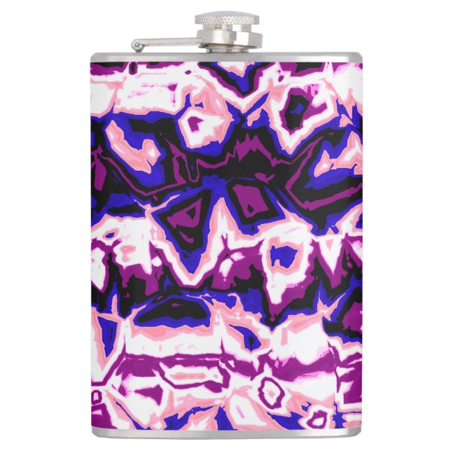 Funky Boho Retro Marbled Stripes Genderfluid Pride Flask (Front)