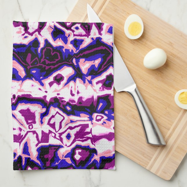 Funky Boho Retro Marbled Stripes Genderfluid Pride Kitchen Towel (Quarter Fold)