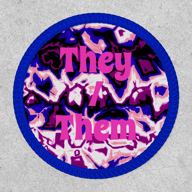 Funky Boho Retro Marbled Stripes Genderfluid Pride Patch (Front)