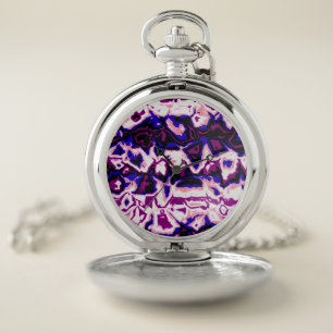 Funky Boho Retro Marbled Stripes Genderfluid Pride Pocket Watch