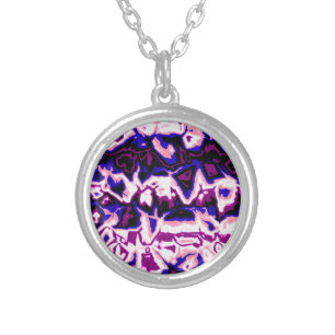 Funky Boho Retro Marbled Stripes Genderfluid Pride Silver Plated Necklace