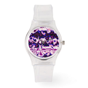 Funky Boho Retro Marbled Stripes Genderfluid Pride Watch
