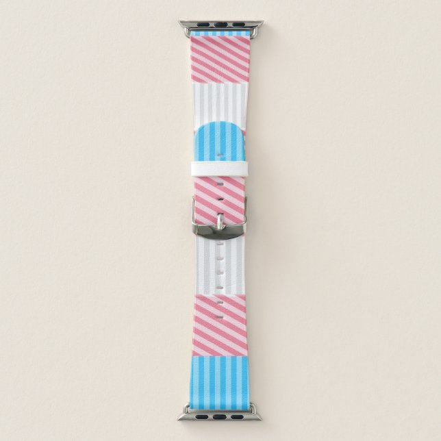 Funky Boho Stripe Abstract Transgender Pride Flag Apple Watch Band (Band)