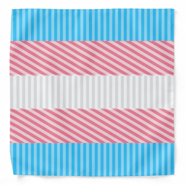 Funky Boho Stripe Abstract Transgender Pride Flag Bandana (Front)