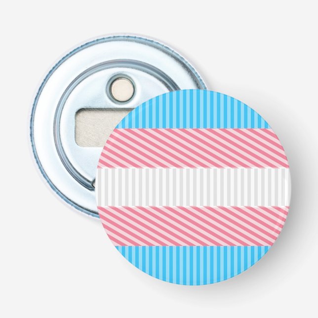 Funky Boho Stripe Abstract Transgender Pride Flag Bottle Opener (Front)