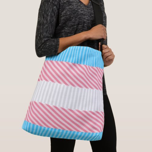 Funky Boho Stripe Abstract Transgender Pride Flag Crossbody Bag