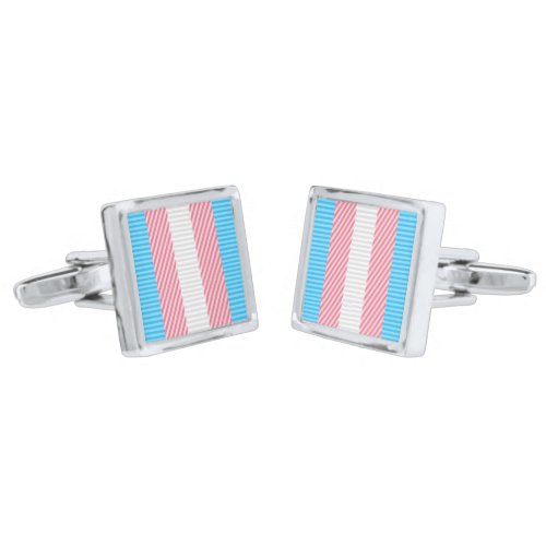Funky Boho Stripe Abstract Transgender Pride Flag Cufflinks