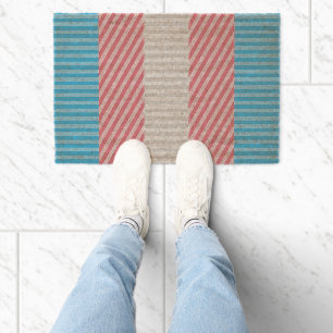 Funky Boho Stripe Abstract Transgender Pride Flag Fiber Doormat