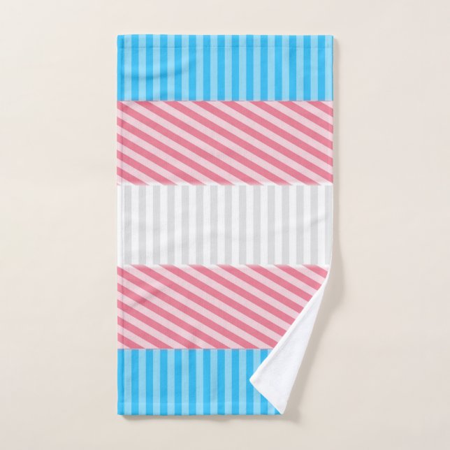 Funky Boho Stripe Abstract Transgender Pride Flag Hand Towel (Hand Towel)