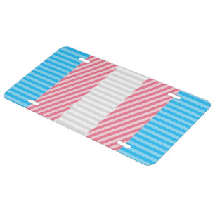 Funky Boho Stripe Abstract Transgender Pride Flag License Plate