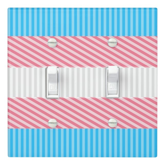 Funky Boho Stripe Abstract Transgender Pride Flag Light Switch Cover (In Situ)