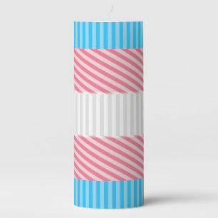 Funky Boho Stripe Abstract Transgender Pride Flag Pillar Candle