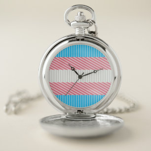 Funky Boho Stripe Abstract Transgender Pride Flag Pocket Watch