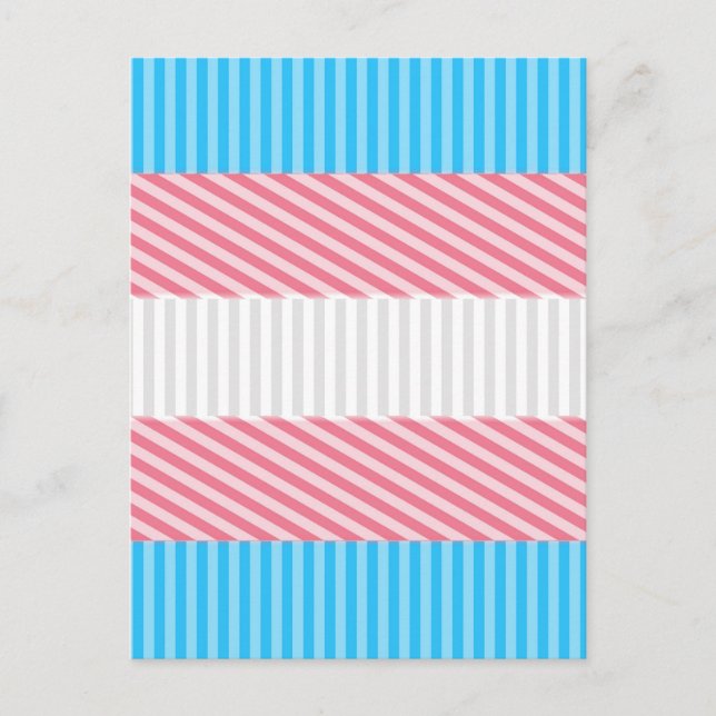 Funky Boho Stripe Abstract Transgender Pride Flag Postcard (Front)