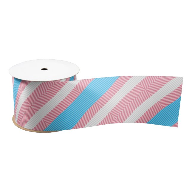 Funky Boho Stripe Abstract Transgender Pride Flag Satin Ribbon (Spool)