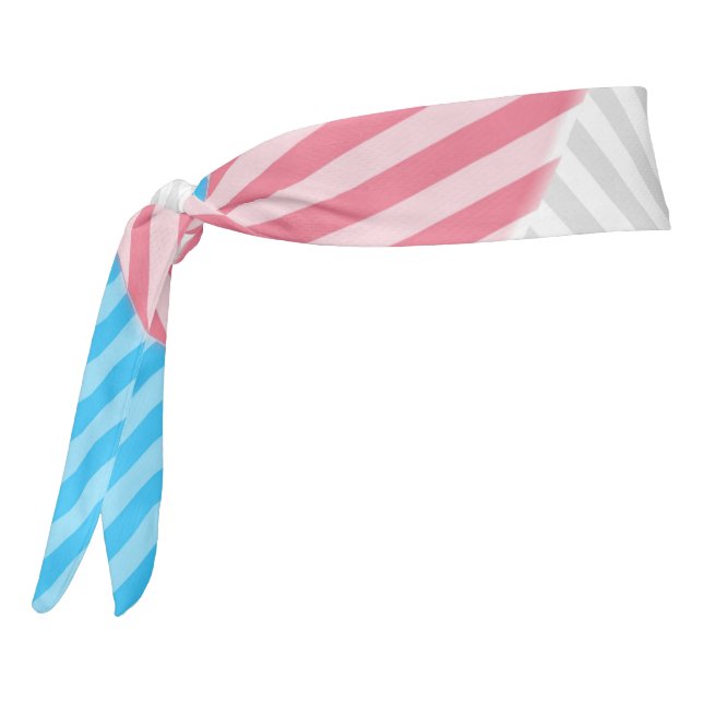 Funky Boho Stripe Abstract Transgender Pride Flag Tie Headband (Rotate 270)