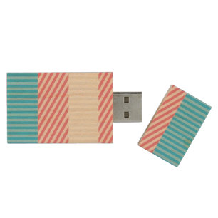 Funky Boho Stripe Abstract Transgender Pride Flag Wood Flash Drive