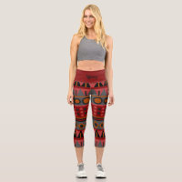 Funky Boho Tribal Pattern Capri Leggings