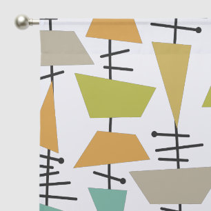 Funky Bold Abstract Geometric Mid Century Retro Sheer Curtains