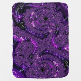 Funky Bold Boho Purple Digital Abstract Fractal Baby Blanket