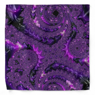 Funky Bold Boho Purple Digital Abstract Fractal Bandana