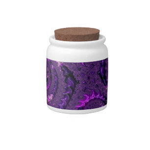 Funky Bold Boho Purple Digital Abstract Fractal Candy Jar