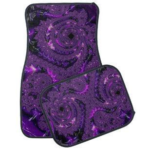 Funky Bold Boho Purple Digital Abstract Fractal Car Mat
