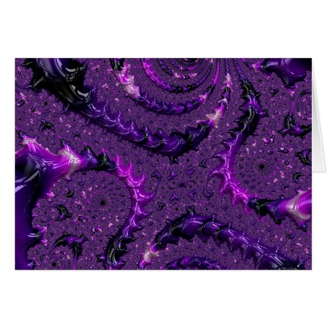 Funky Bold Boho Purple Digital Abstract Fractal Cards (Front Horizontal)