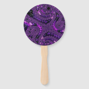 Funky Bold Boho Purple Digital Abstract Fractal Hand Fan