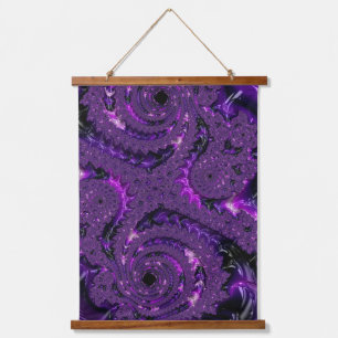 Funky Bold Boho Purple Digital Abstract Fractal Hanging Tapestry